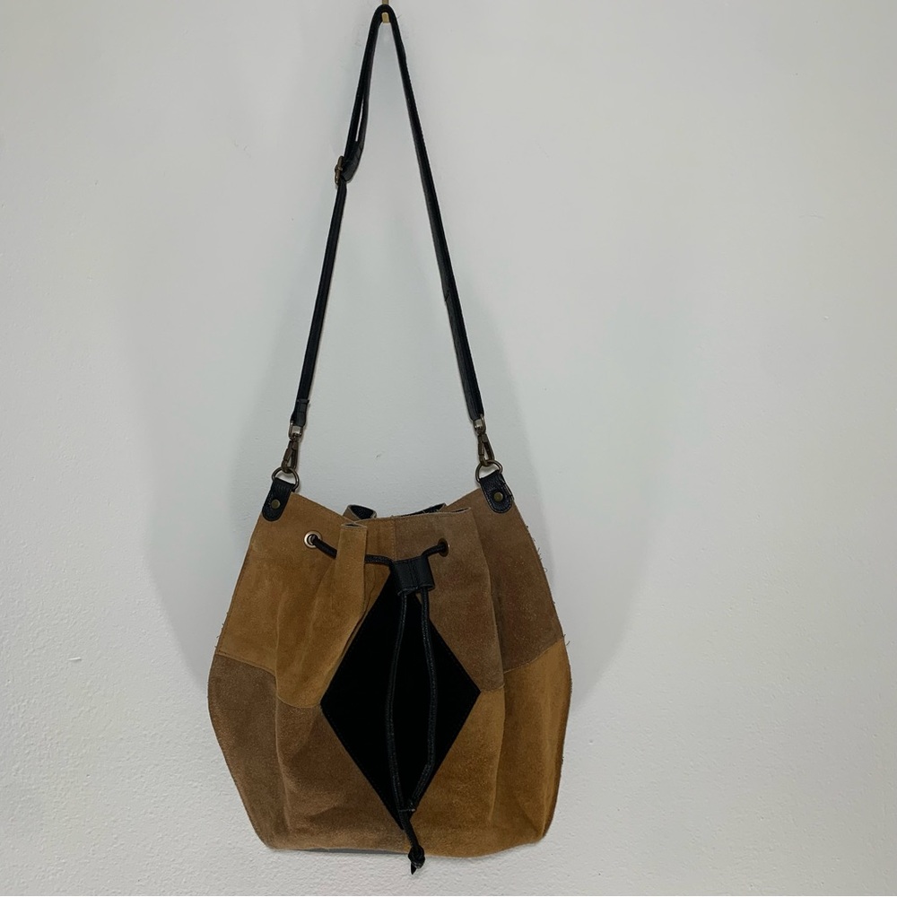 FREE PEOPLE Tovey Two-Tone Suede Bucket Bag